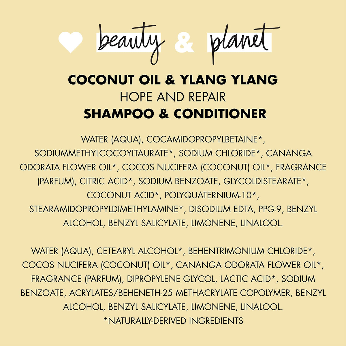 Coconut Oil & Ylang Shampoo and Conditioner 2 Count 13.5 oz G956