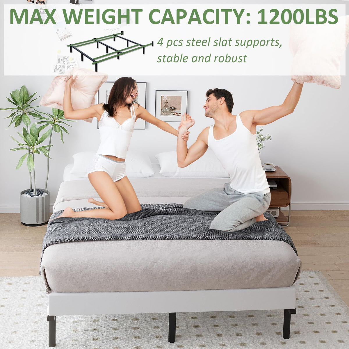 Queen Size Black Metal Bed Frame O561689