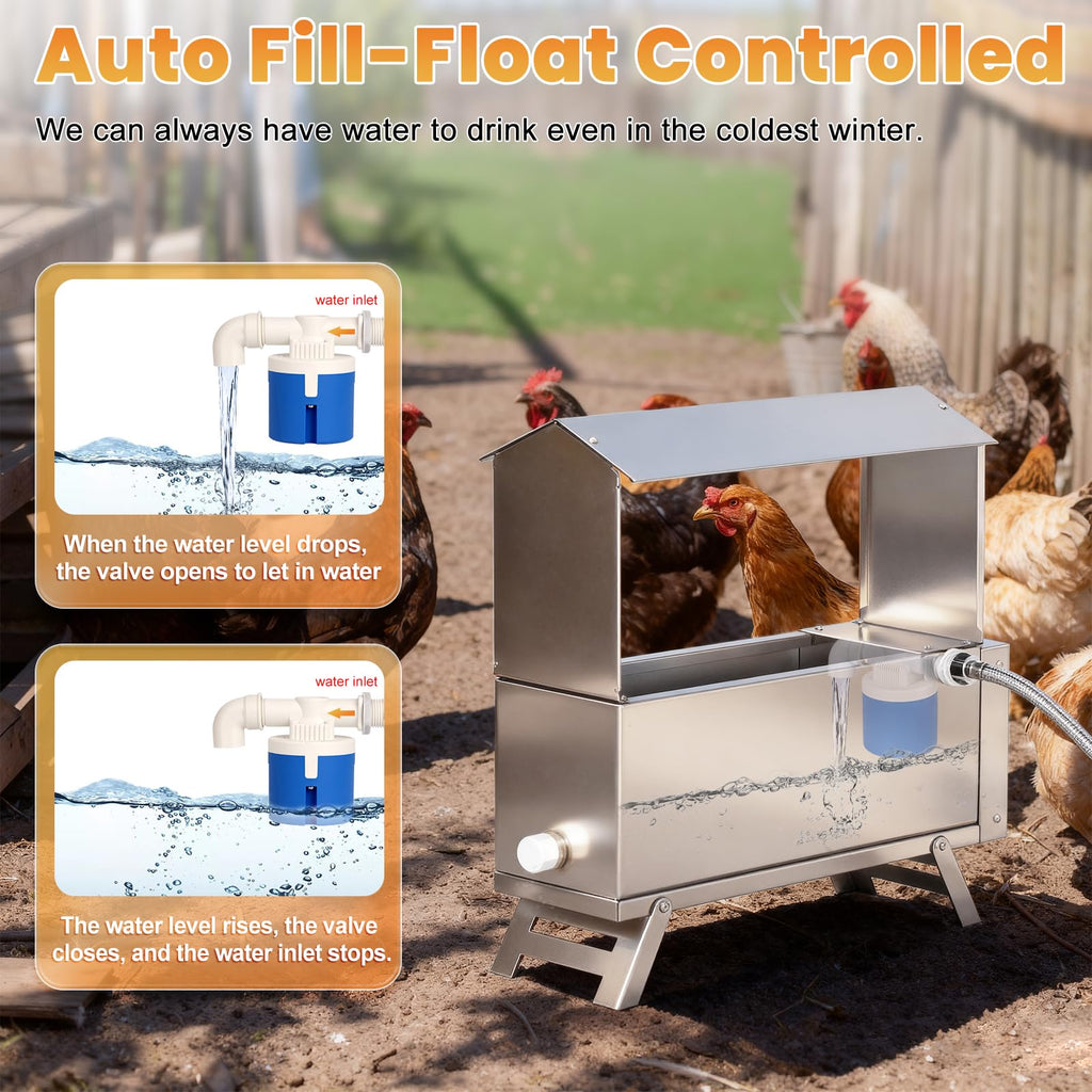 Heated 2 Gallon Stainless Steel Chicken Waterer Q82292