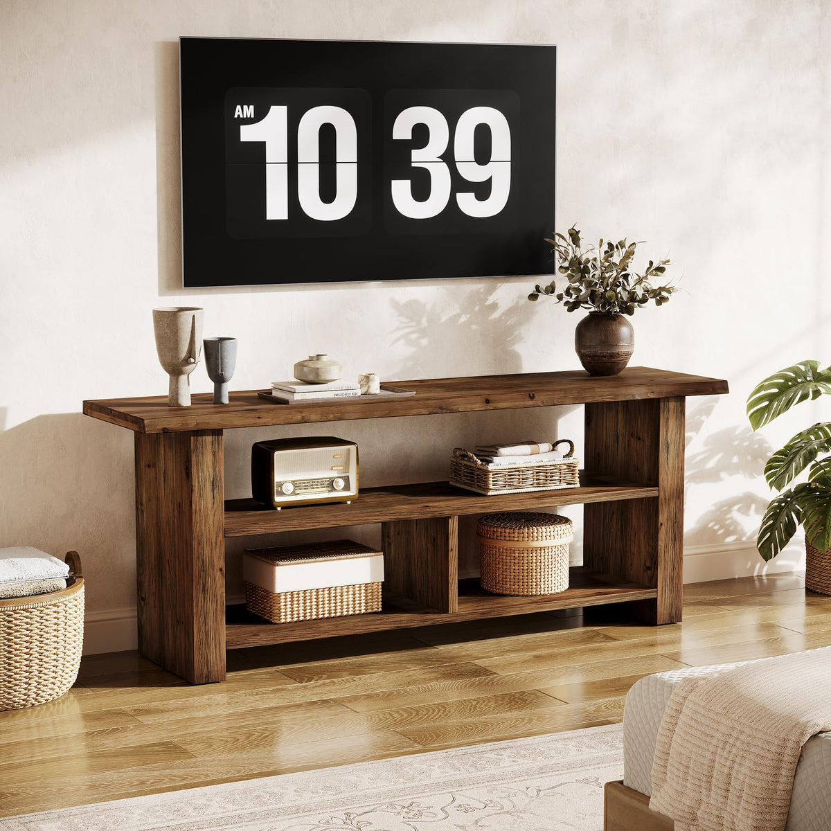 Dark Brown Solid Wood TV Stand X673159