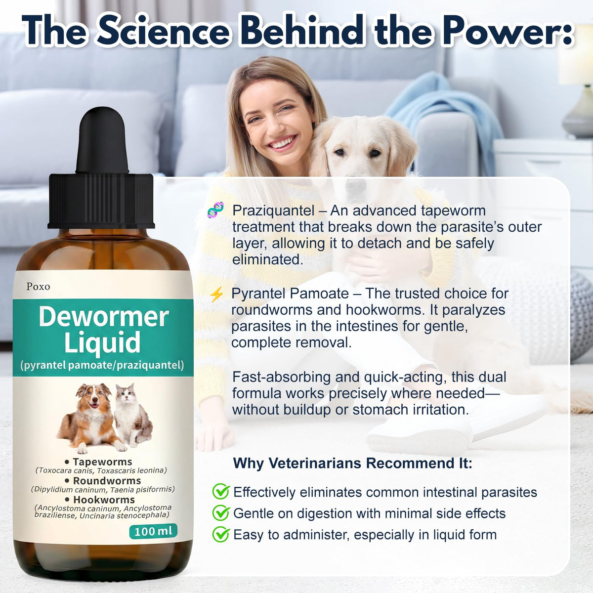Broad Spectrum Dewormer Liquid for Cats and Dogs 100 mL Z12448