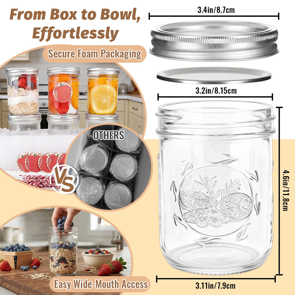 16 oz Wide Mouth Mason Jars 6-Pack with Lids I27107