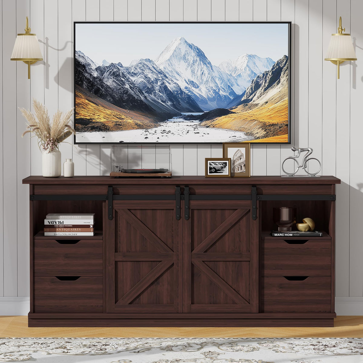 Rustic Oak 4 Drawer TV Stand G204