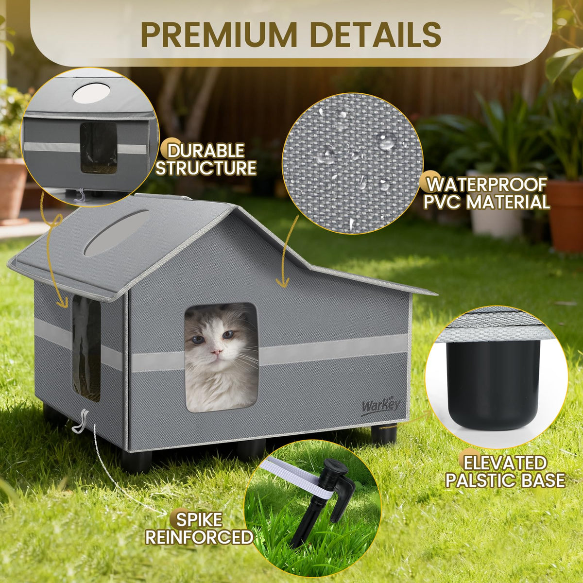 Weatherproof Insulated Outdoor Cat House with Cozy Mat U383223