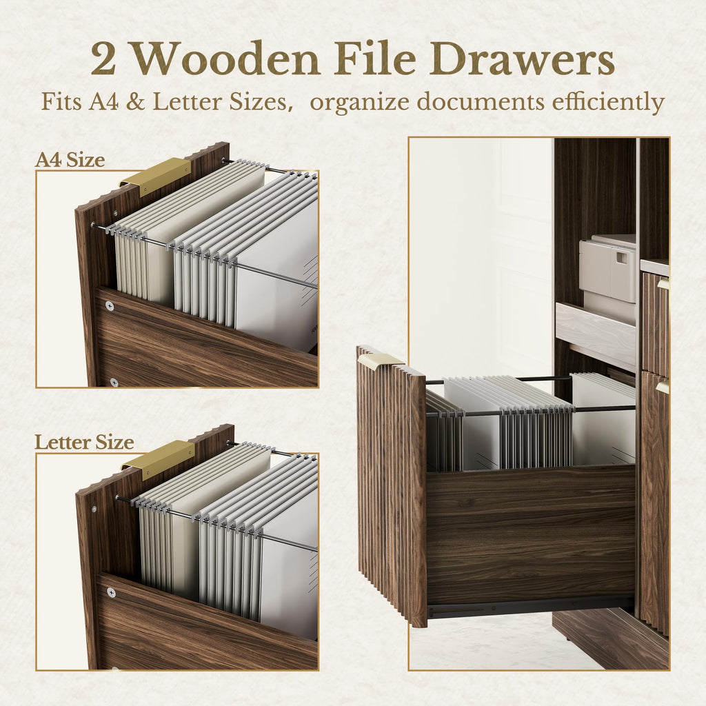 Black 3 Drawer Wood File Cabinet with Charging Station V72799