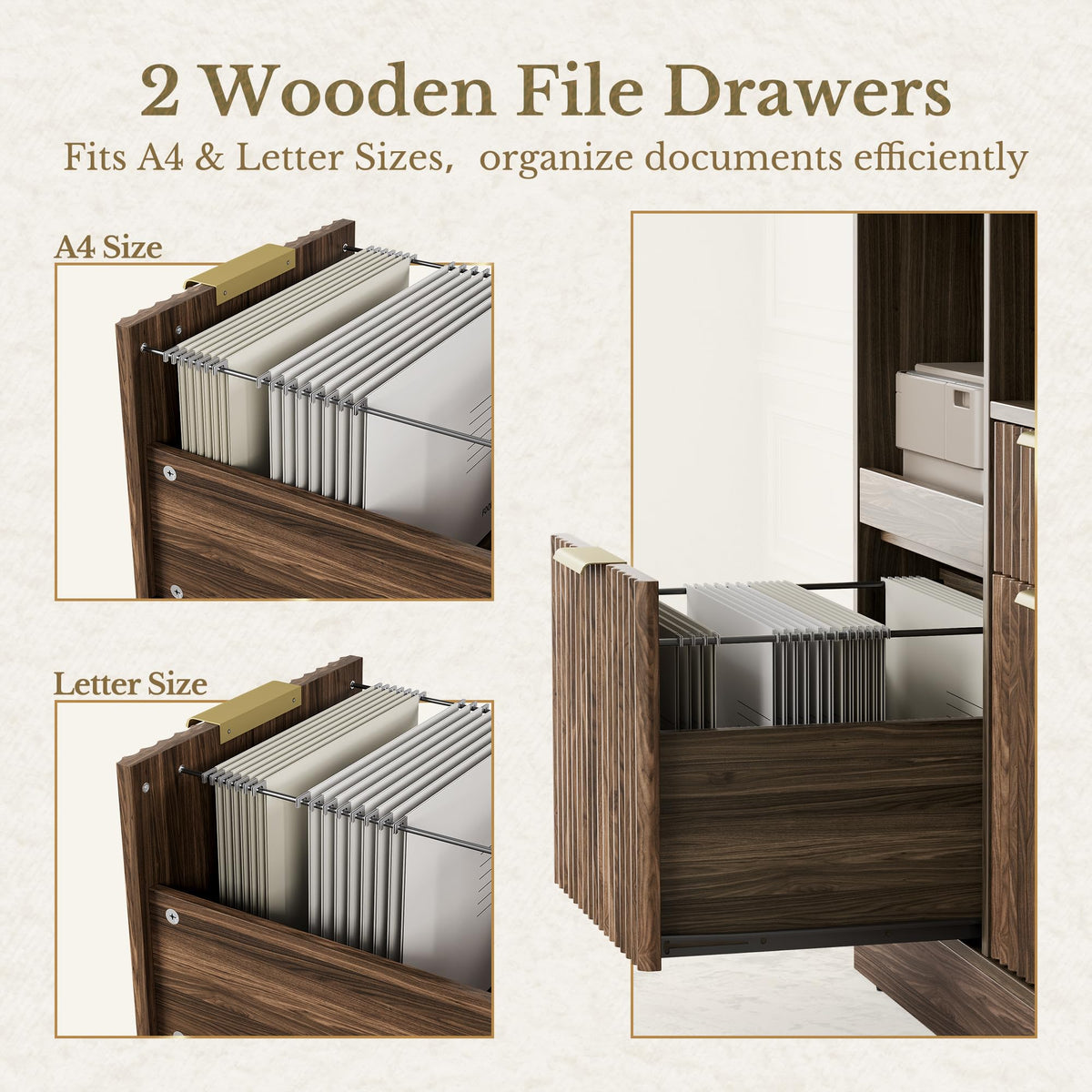 Black 3 Drawer Wood File Cabinet with Charging Station V72799