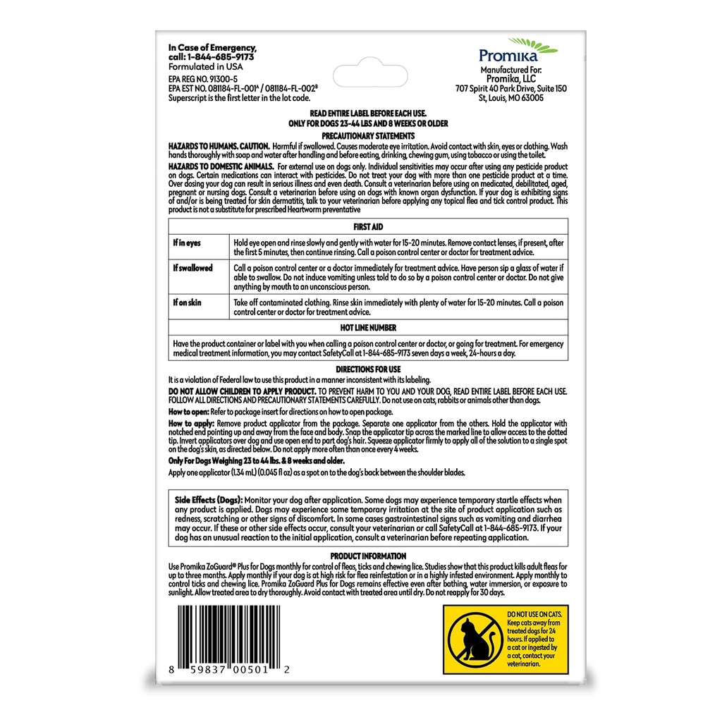 Flea and Tick Prevention for Medium Dogs 23-44lbs (3 Doses) F5732