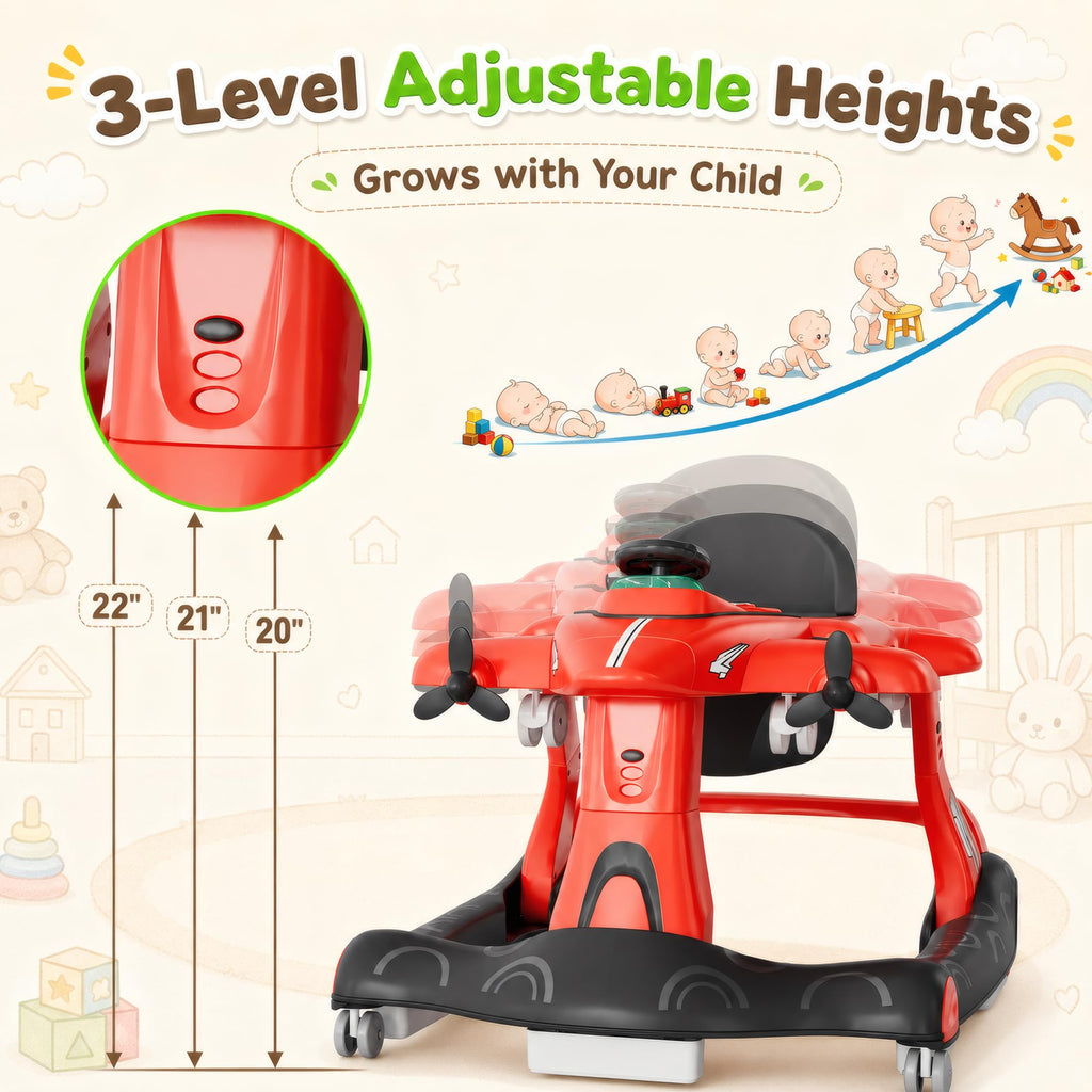 6-in-1 Baby Walker with Wheels, Adjustable Height & Speed V11333