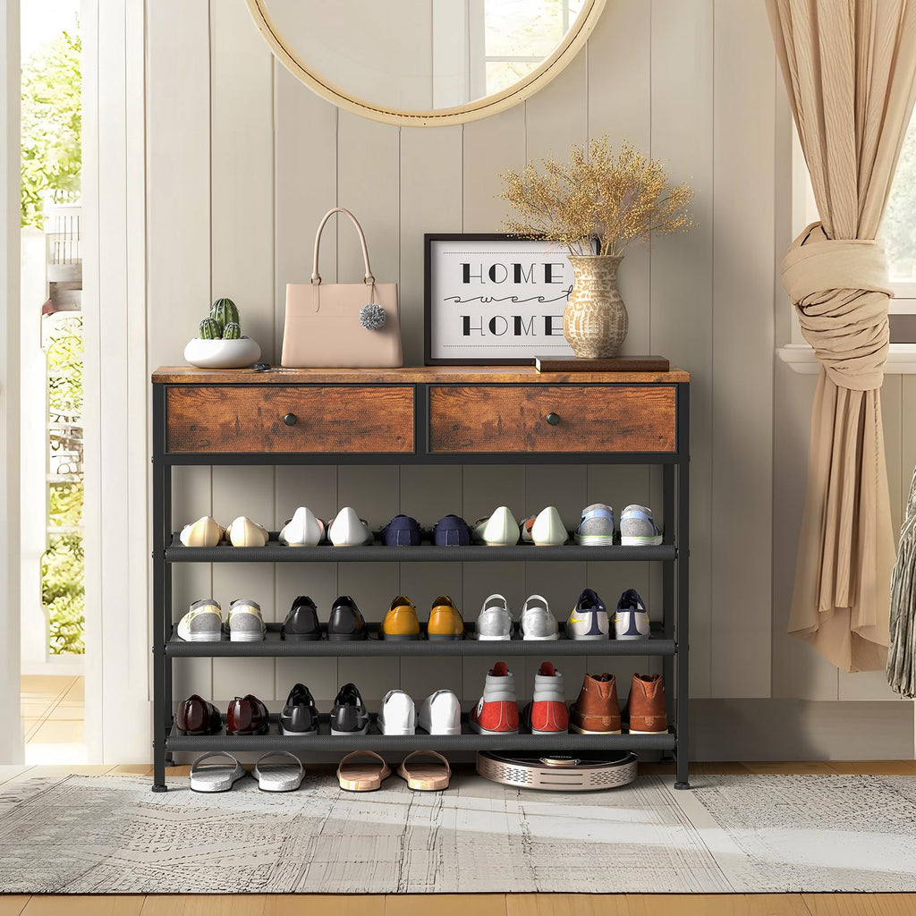 4 Tier Shoe Storage Organizer with 2 Drawers L330852