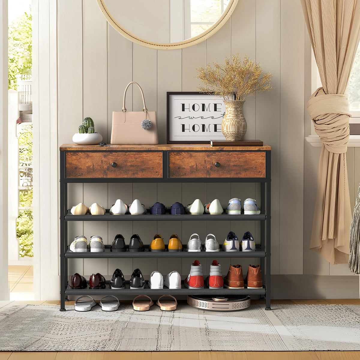 4 Tier Shoe Storage Organizer with 2 Drawers L330852