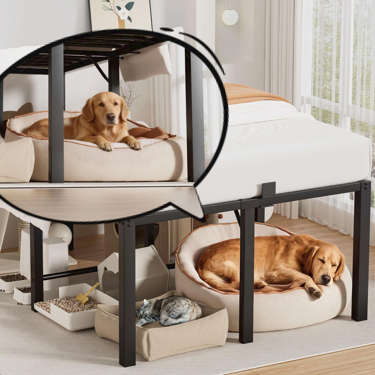 18 Inch Queen Size Black Metal Platform Bed Frame W30887