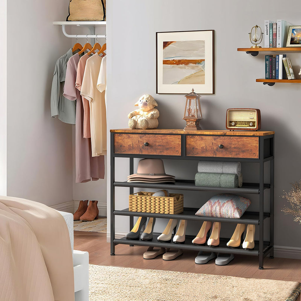 4 Tier Shoe Storage Organizer with 2 Drawers L330852