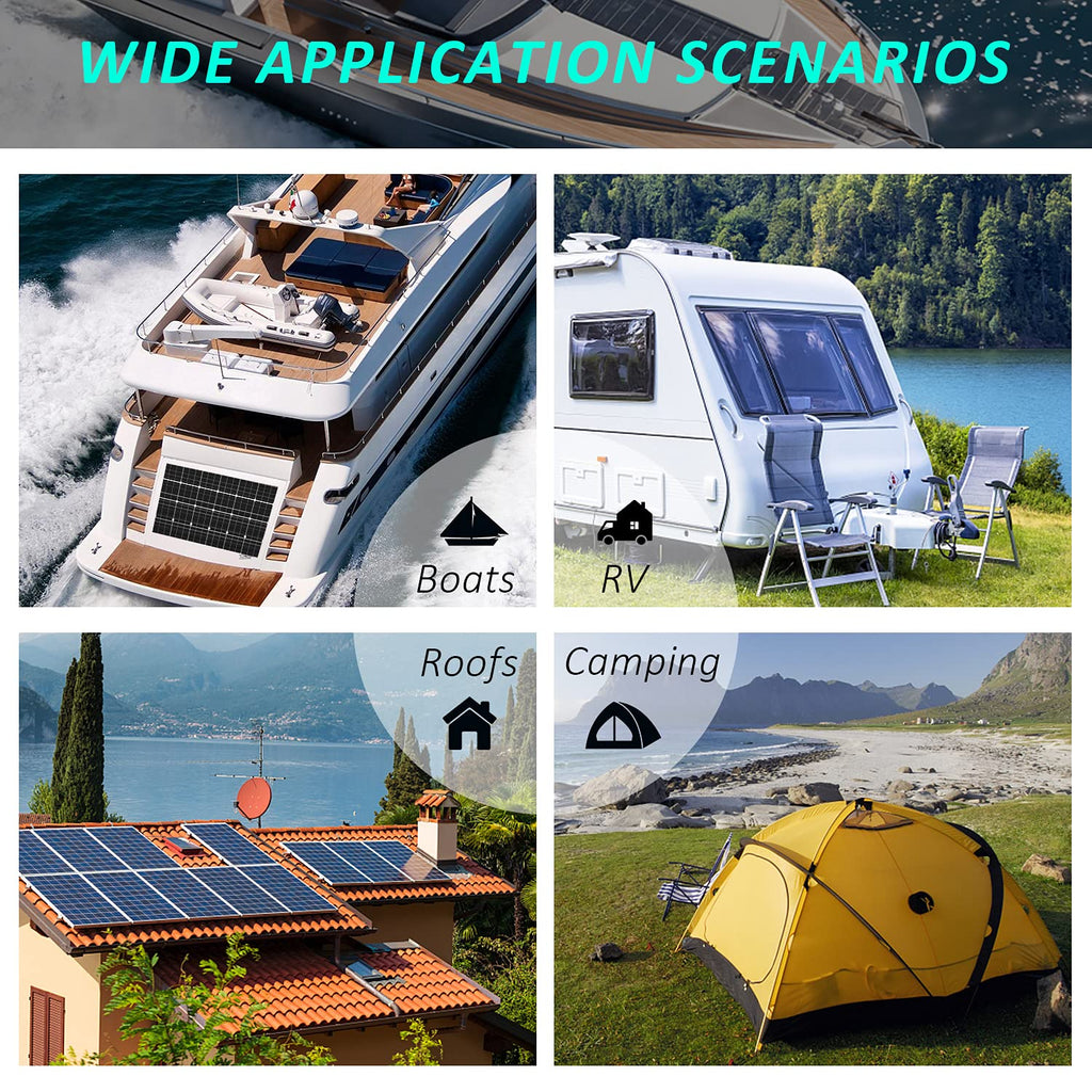 300 Watts 12 Volts ETFE Flexible Monocrystalline Solar Panels with 30A MPPT Charge Controller X625