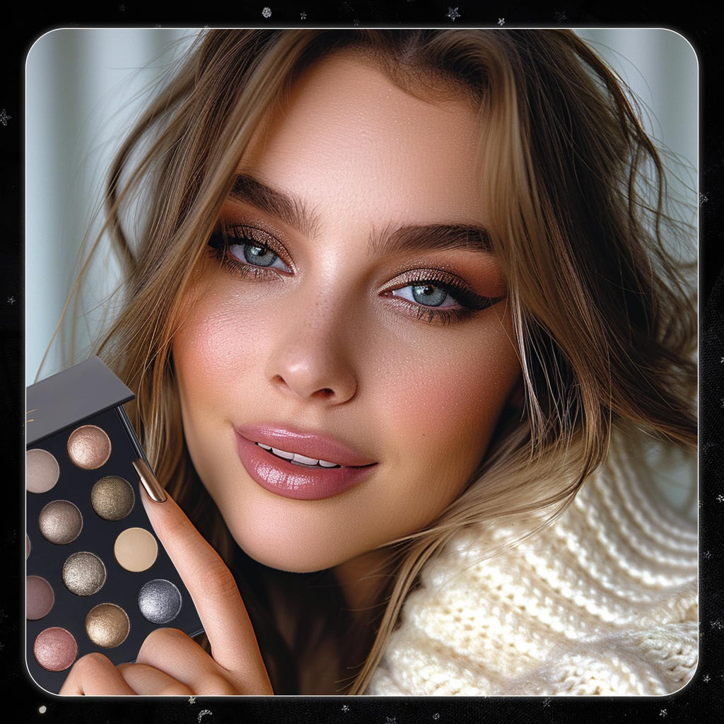 Baked Eyeshadow Makeup Palette 16 Pigmented Soft Neutrals Taupe Earth Tones Smoky Shades Glitter Matte Metallic Y849048