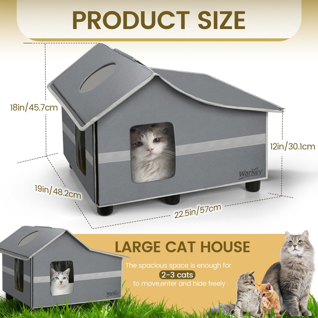 Weatherproof Insulated Outdoor Cat House with Cozy Mat U383223