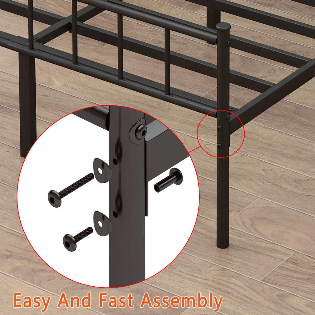 Queen Metal Bed Frame with Steel Slat Support U829