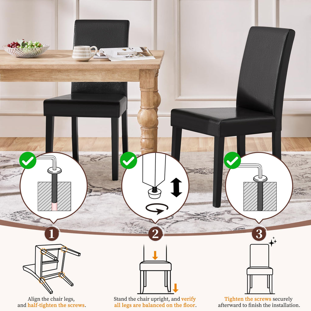 Dining Chairs Set of 4 Upholstered Black H76988