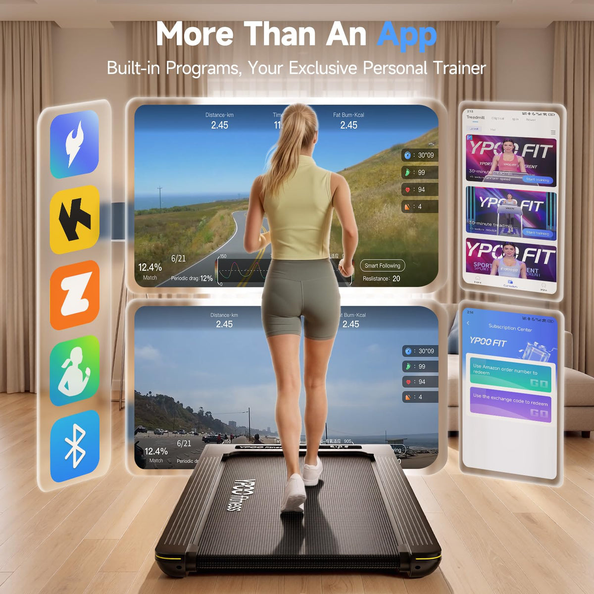 Walking Pad with 14% Incline Under Desk Treadmill H86034