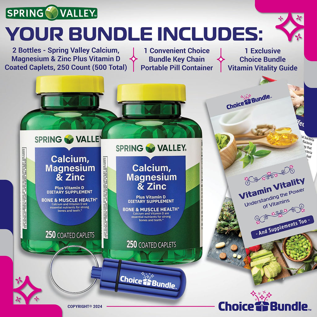 Calcium Magnesium Zinc Plus Vitamin D Caplets 250 Ct 2 pk P24890