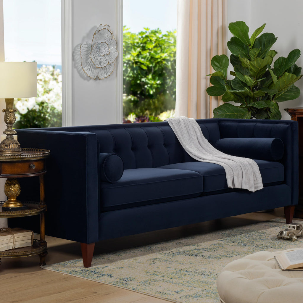 Dark Navy Blue Performance Velvet Tufted Sofa M97983