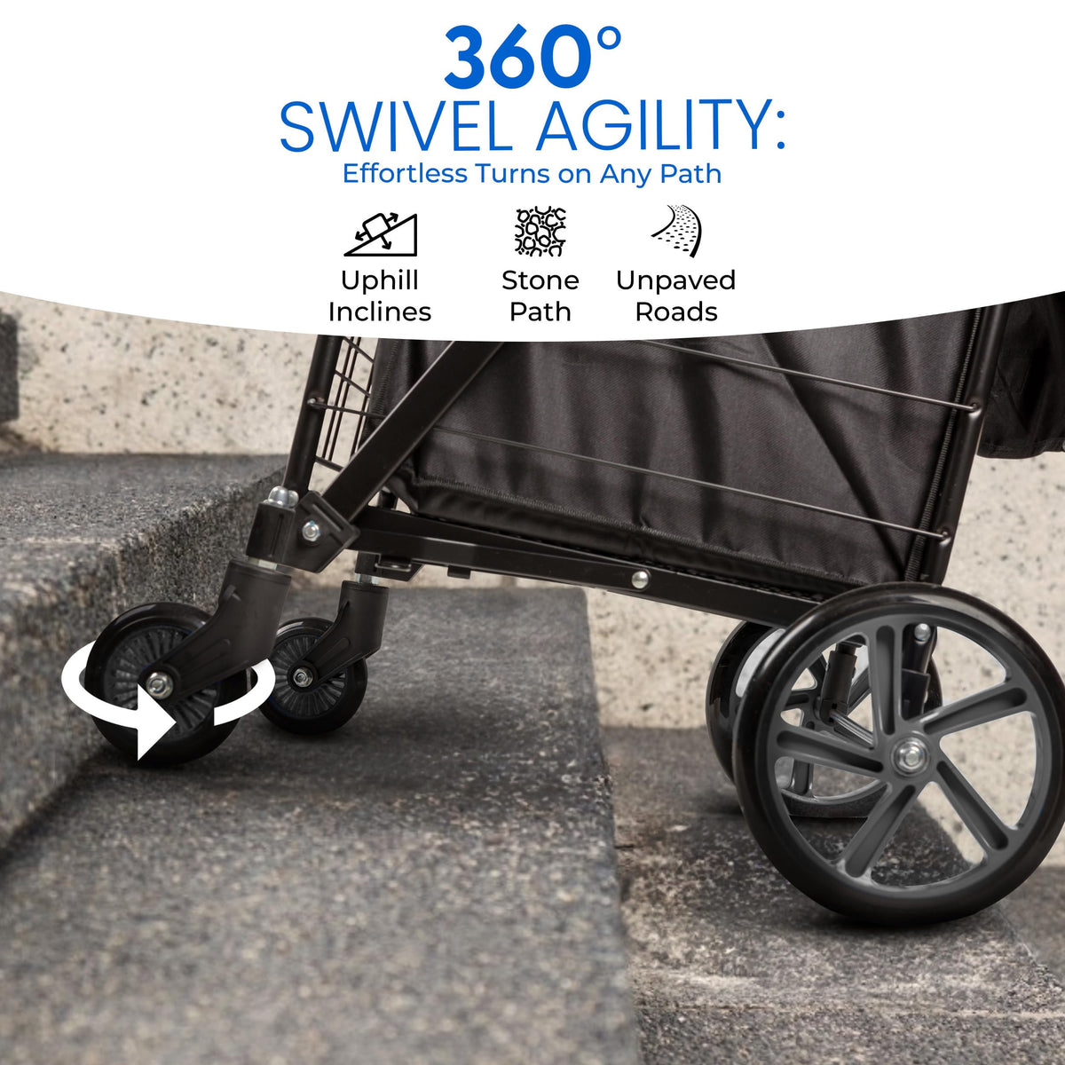 Large Folding Utility Shopping Cart with Removable Liner, 110 lb Capacity, Black J4845