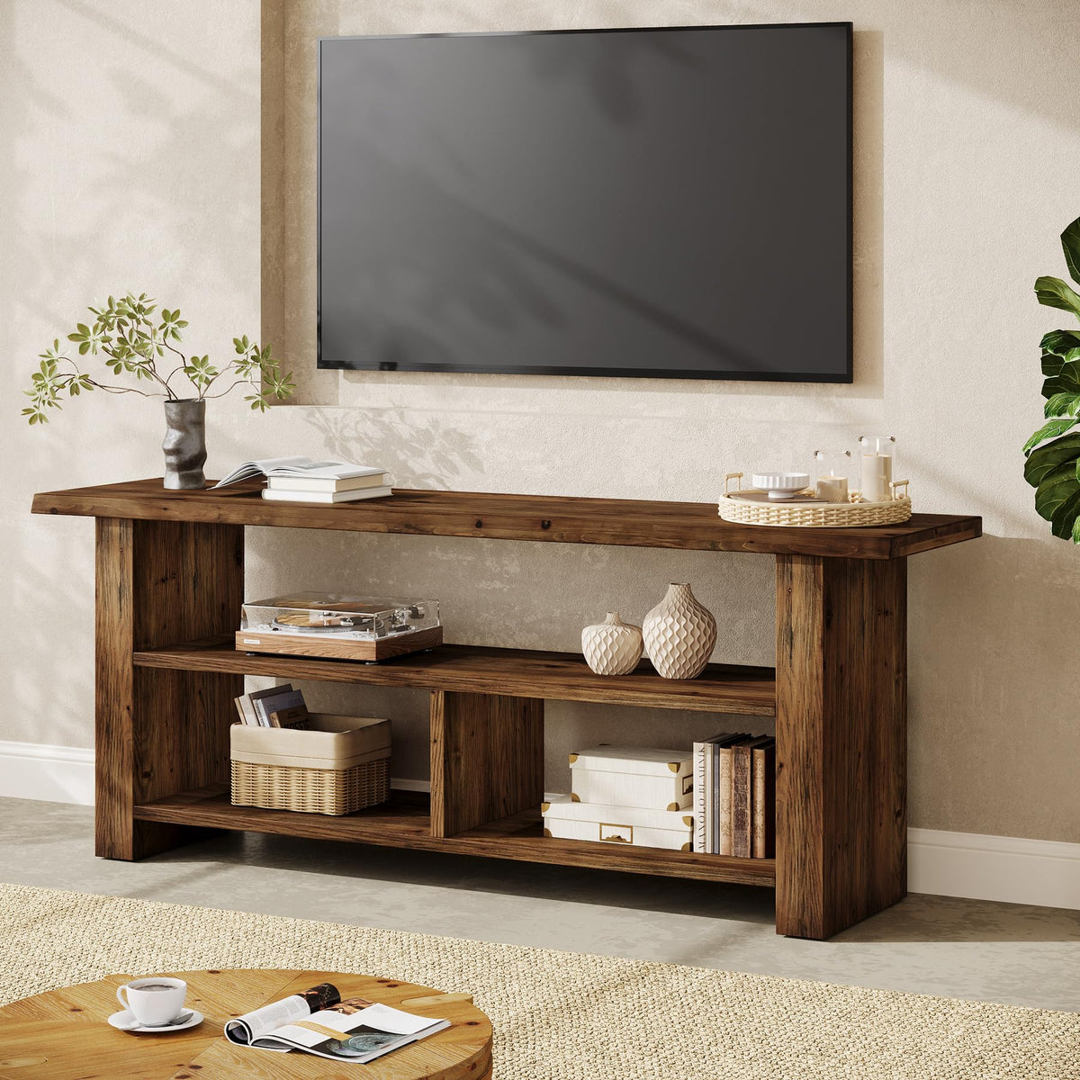Dark Brown Solid Wood TV Stand X673159