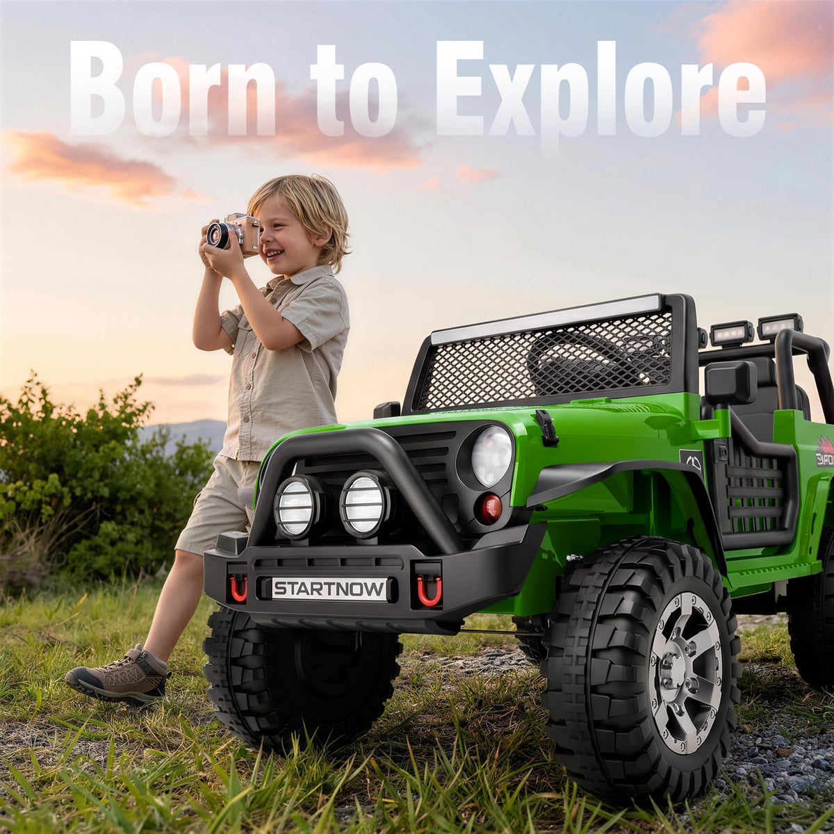 24V 4WD Ride on Truck Car with 800W Motors, Remote Control, 2 Seaters, Green N98262