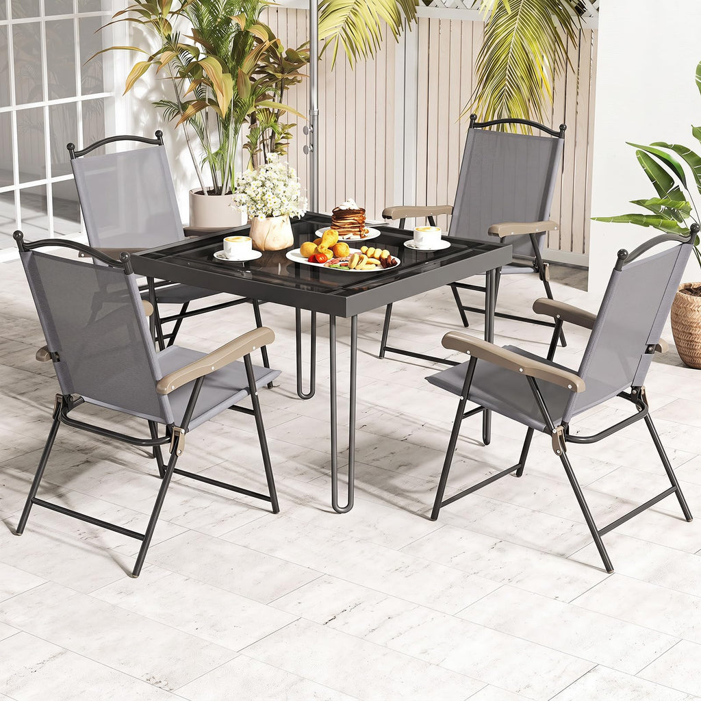 Set of 2 Grey Patio Folding Chairs K967303