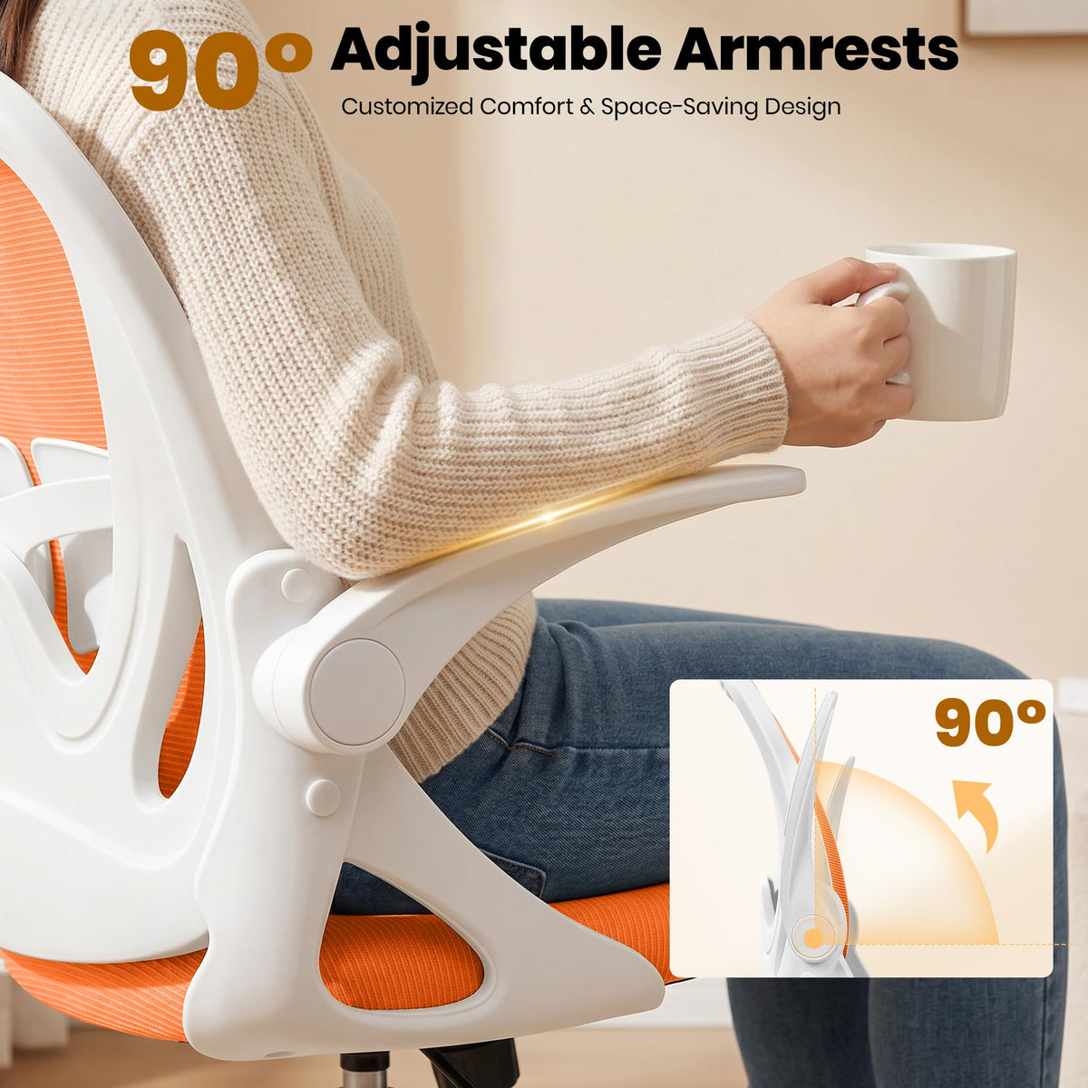 Tall Ergonomic Drafting Chair with Flip-up Armrests and Footrest Ring U42658