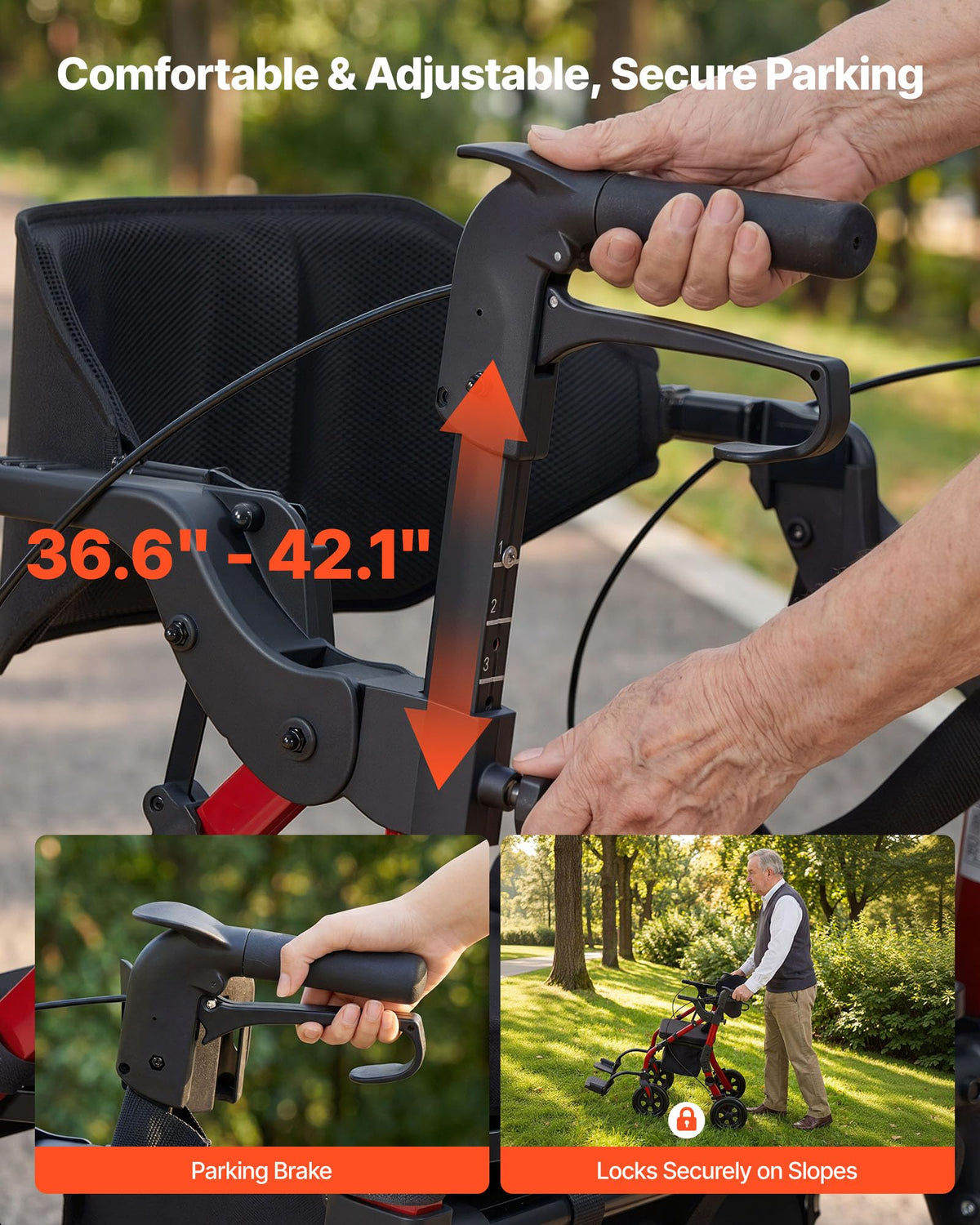 2-in-1 Foldable Aluminum Rollator Walker & Transport Chair J856