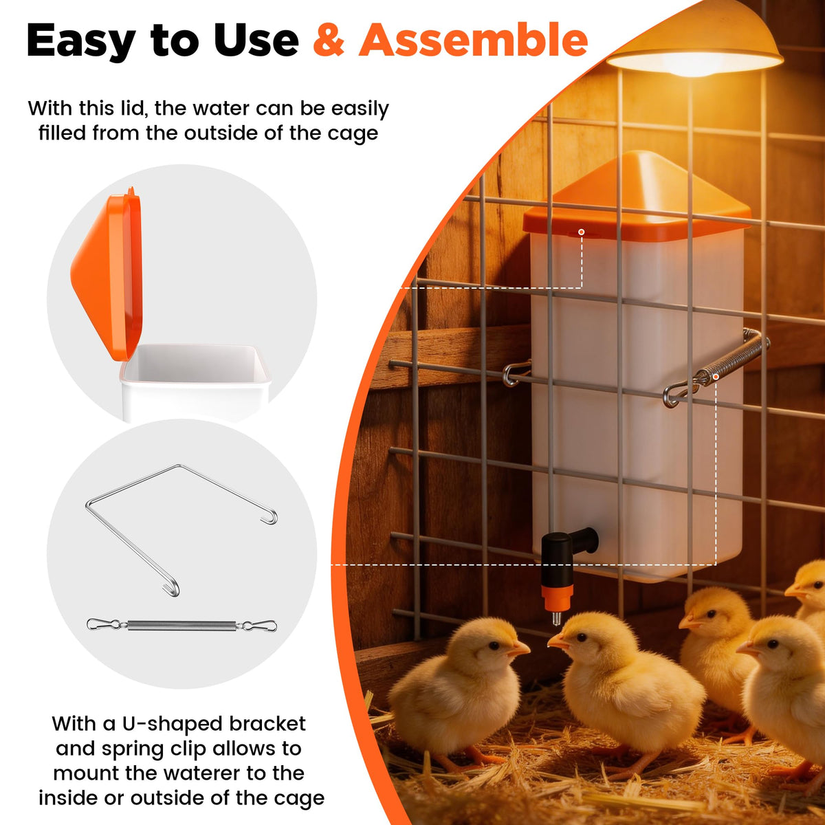 1L Baby Chick Waterer with Nipple Drinker and Anti-Roost Cone F669