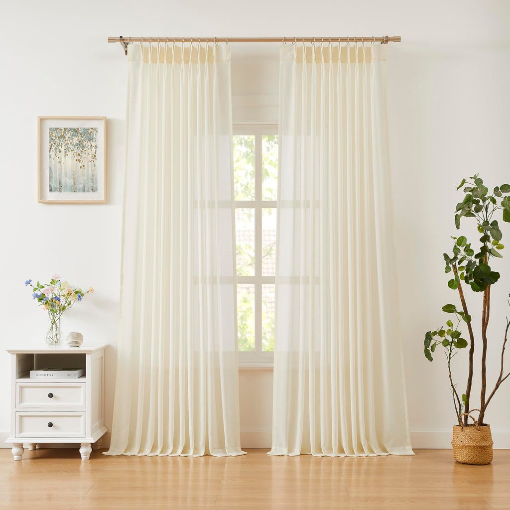 Pinch Pleated Sheer Curtains 108 Inches Length O913