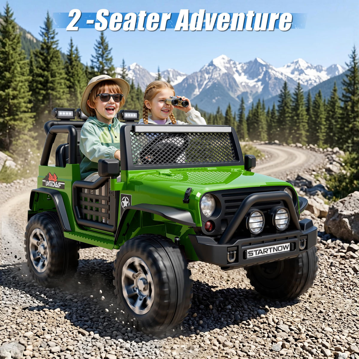 24V 4WD Ride on Truck Car with 800W Motors, Remote Control, 2 Seaters, Green N98262