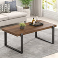 Walnut 44 Inch Wood and Metal Coffee Table B374366