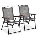Set of 2 Grey Patio Folding Chairs K967303