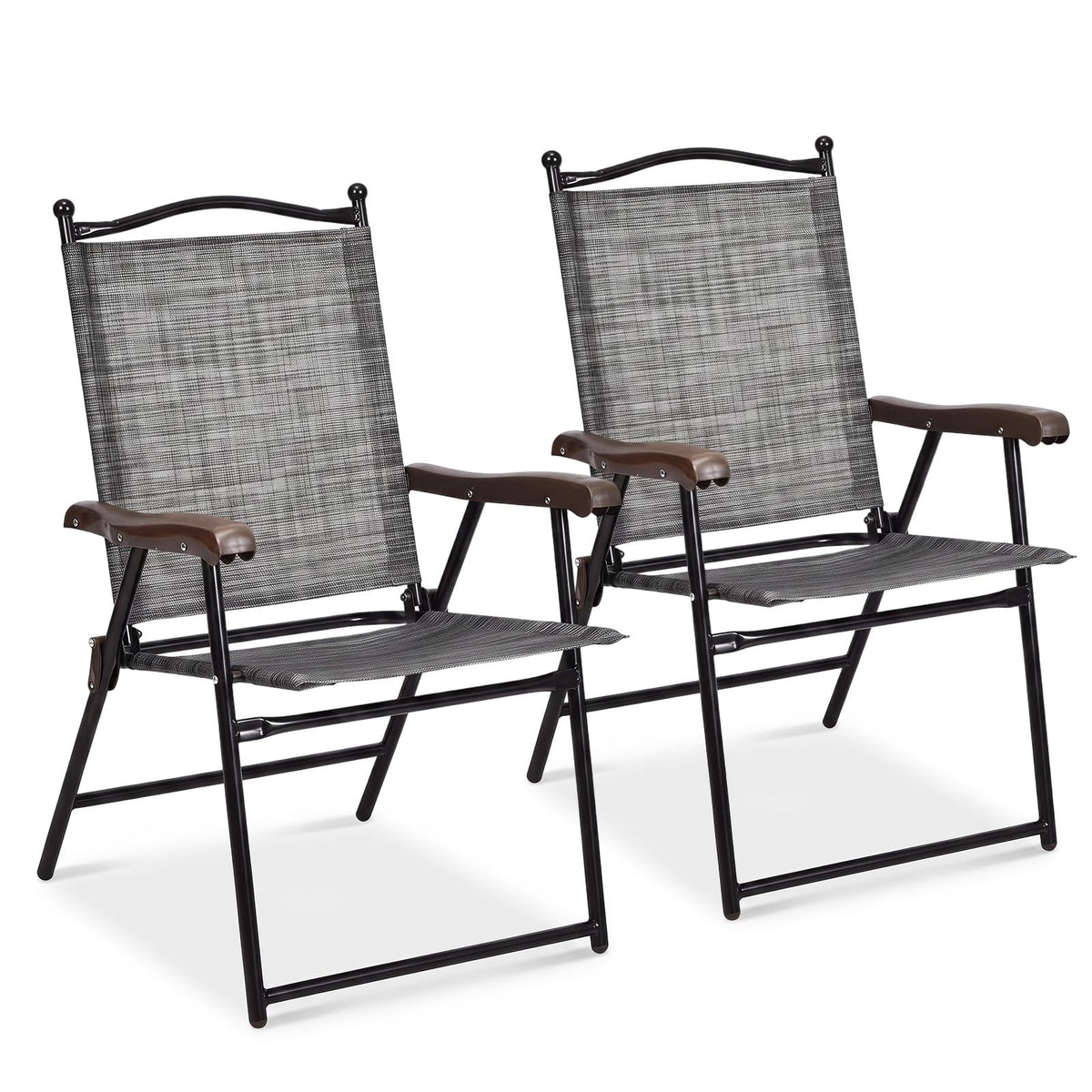 Set of 2 Grey Patio Folding Chairs K967303