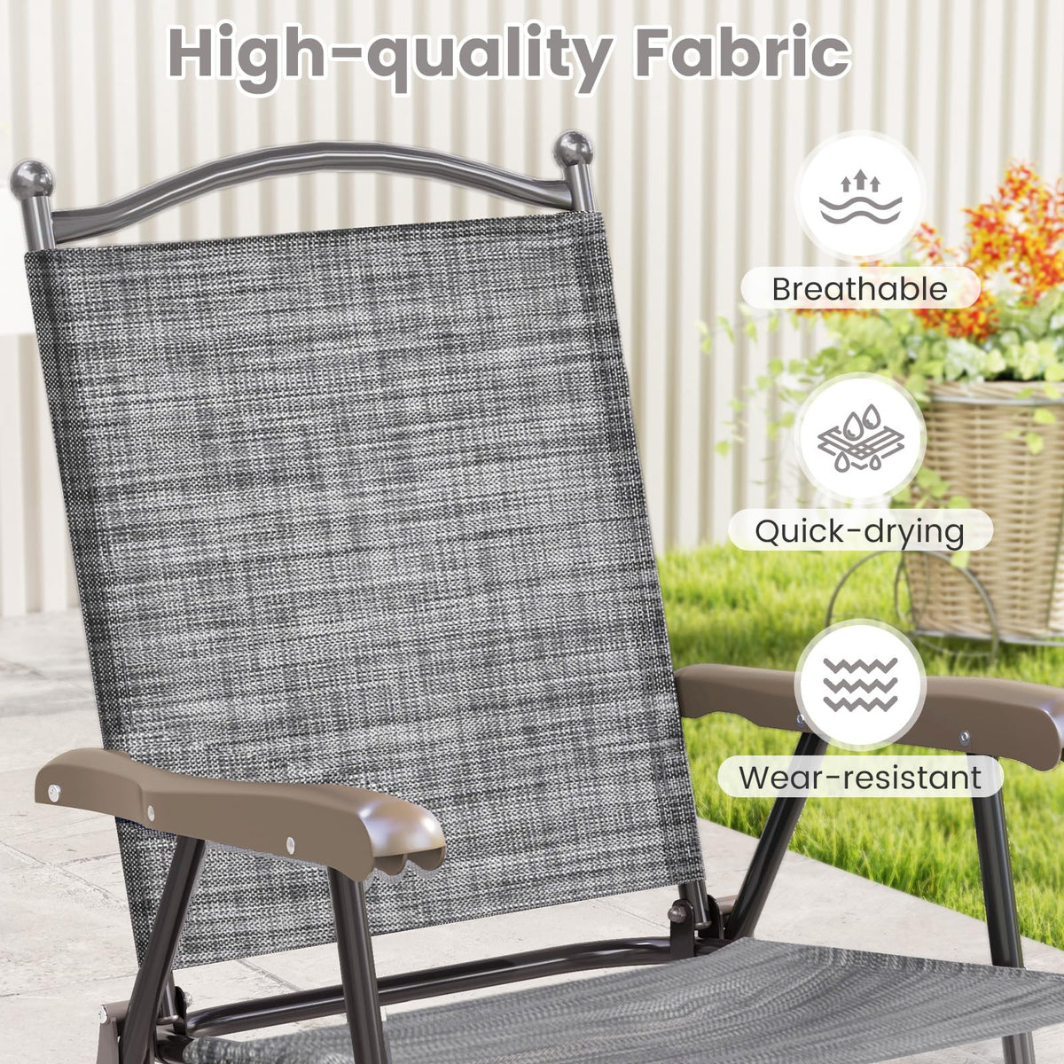 Set of 2 Grey Patio Folding Chairs K967303