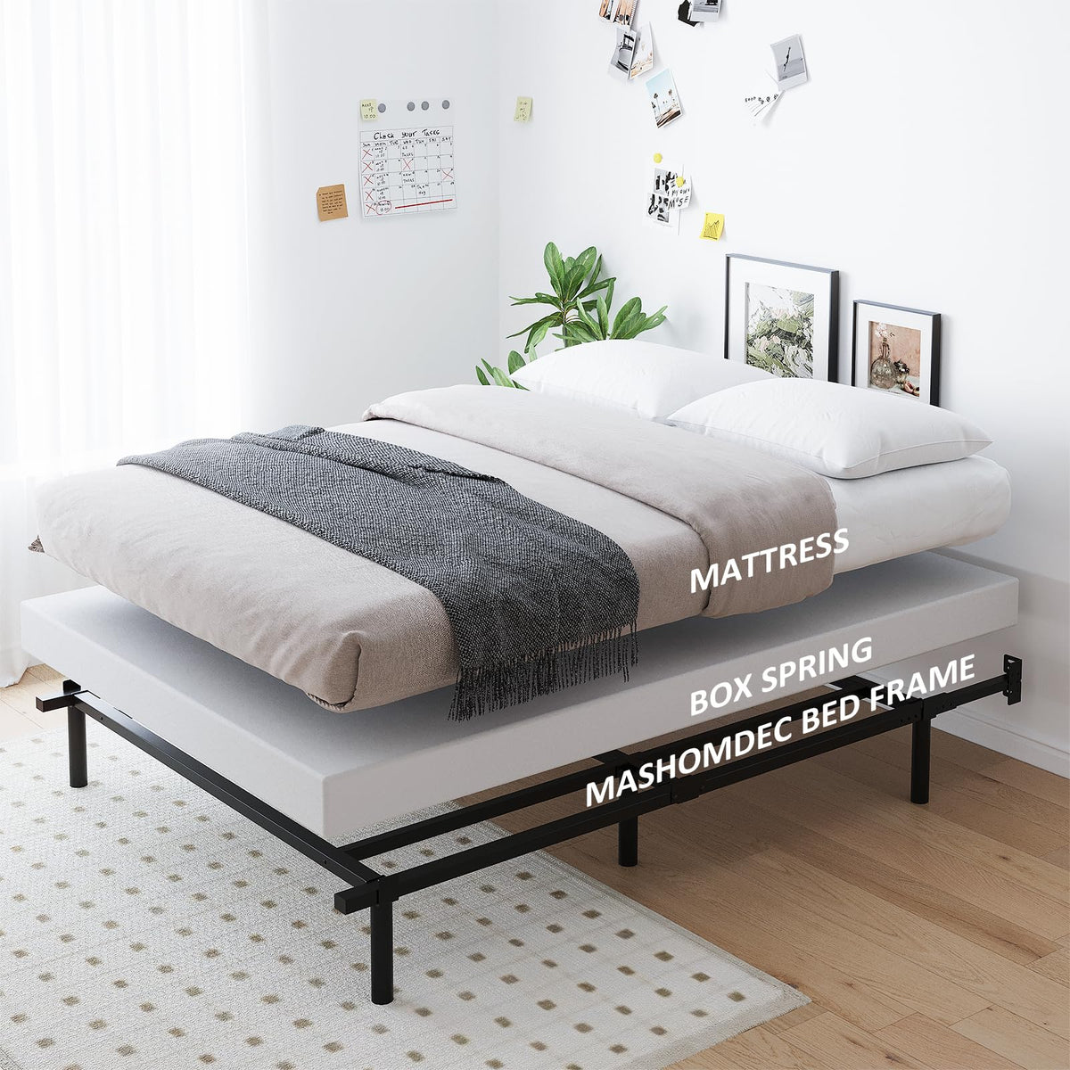 Queen Size Black Metal Bed Frame O561689