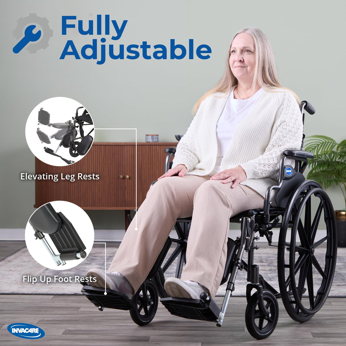 Compact Folding Manual Wheelchair with Swing-Away Footrests X6510