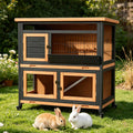 2-Story Wooden Rabbit Hutch with Wheel M10921