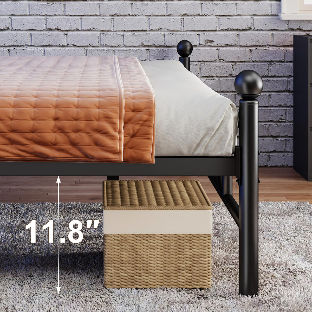 King Size Metal Platform Bed Frame with LED Lights E141999