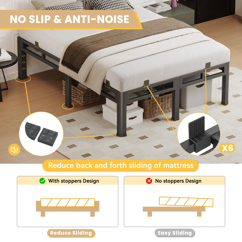 Queen 18 Inch Tall Metal Platform Bed Frame Y319