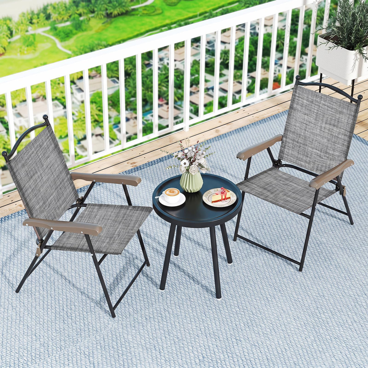 Set of 2 Grey Patio Folding Chairs K967303