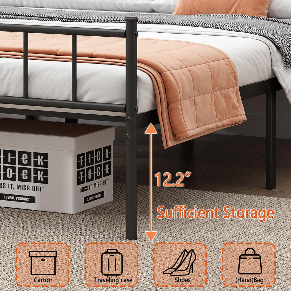 Queen Metal Bed Frame with Steel Slat Support U829