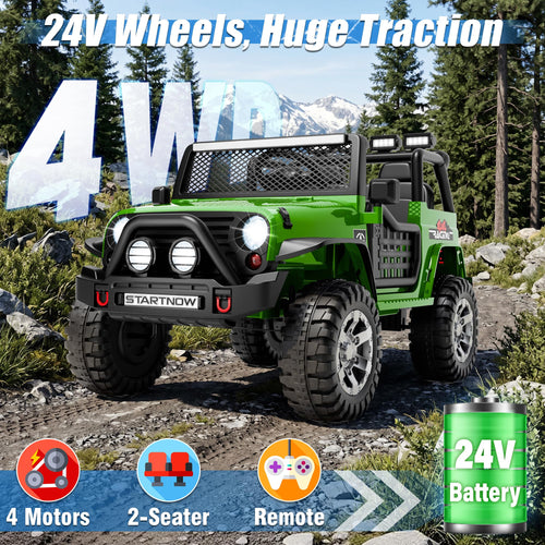 24V 4WD Ride on Truck Car with 800W Motors, Remote Control, 2 Seaters, Green N98262