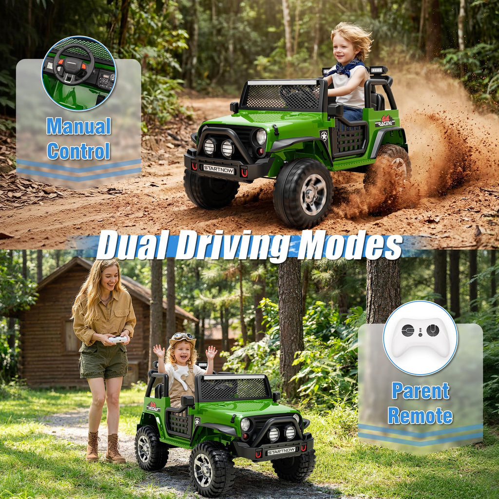 24V 4WD Ride on Truck Car with 800W Motors, Remote Control, 2 Seaters, Green N98262
