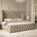 Cal King Bed Frame with Sleigh Headboard & Footboard W745