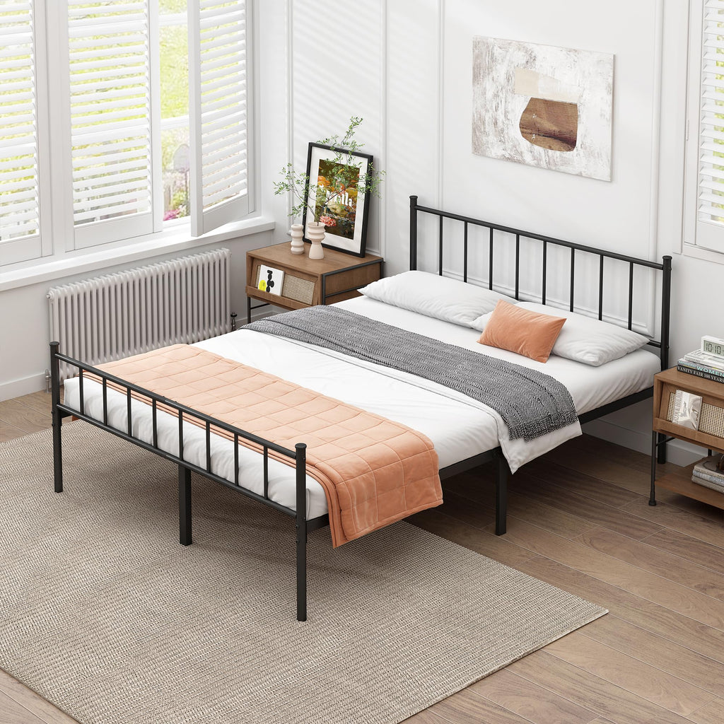 Queen Metal Bed Frame with Steel Slat Support U829