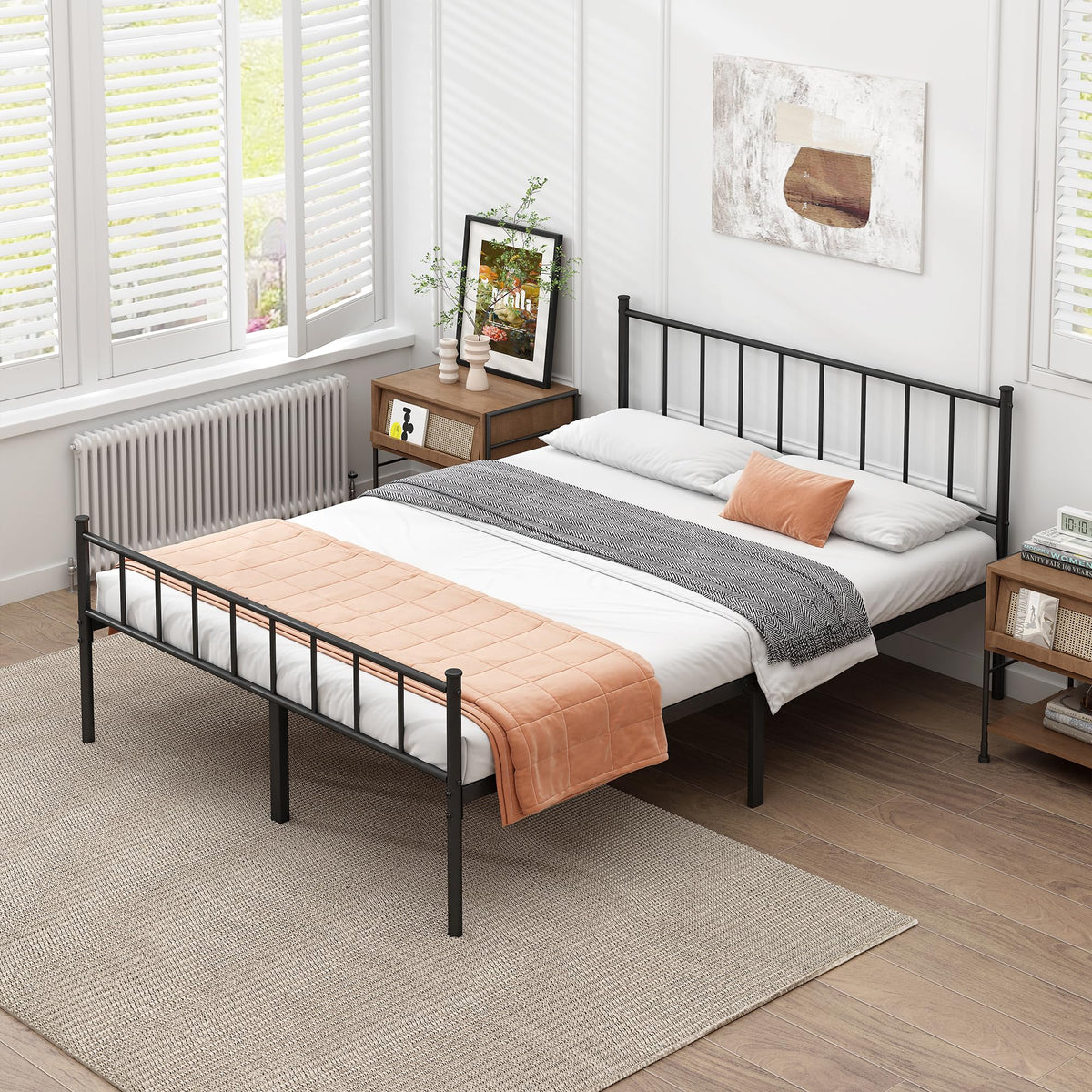 Queen Metal Bed Frame with Steel Slat Support U829