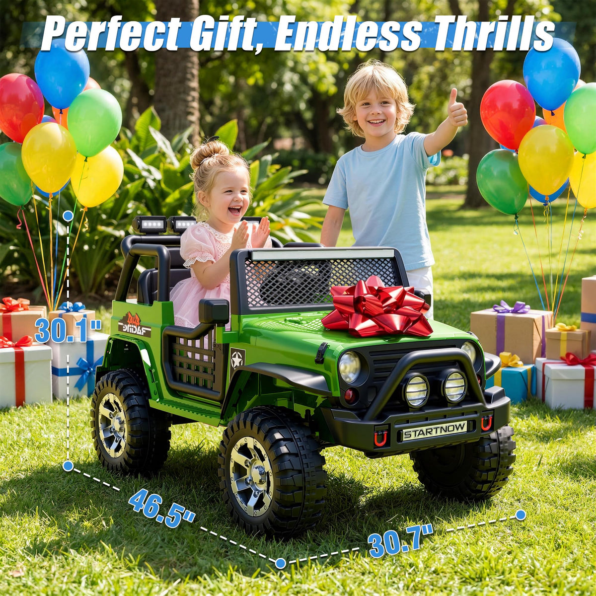 24V 4WD Ride on Truck Car with 800W Motors, Remote Control, 2 Seaters, Green N98262